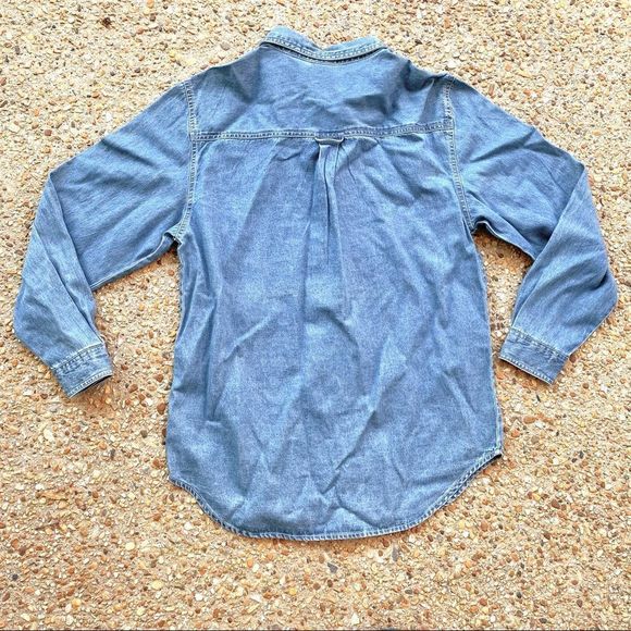 VTG Bobbie Brooks Floral Embroidered Oversized Denim Button Down Shirt Size S - Picture 11 of 11